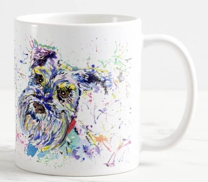 Hond Mok - Koffie beker - Huisdier Kunst - Dubbelzijdig Ontwerp - 330 ml - Wit