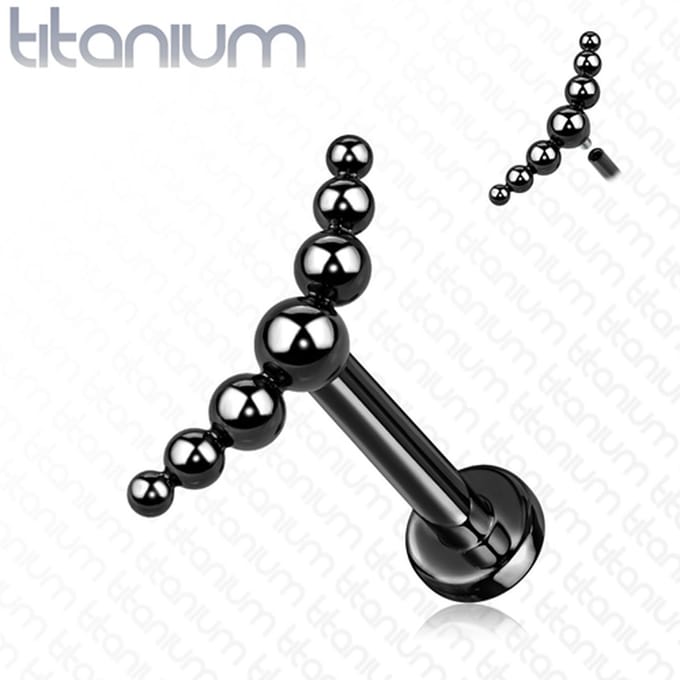 Piercing titanium 7 balls 1.2x8 - zwart - LMPiercings