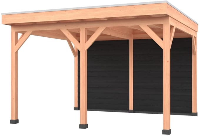 Douglas overkapping, 400 x 350, met achterwand, Westwood Comfort Plus Zwart