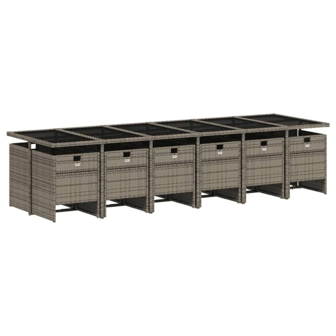 vidaXL - 13-delige - tuinset - met - kussens, - grijs - polyrotan