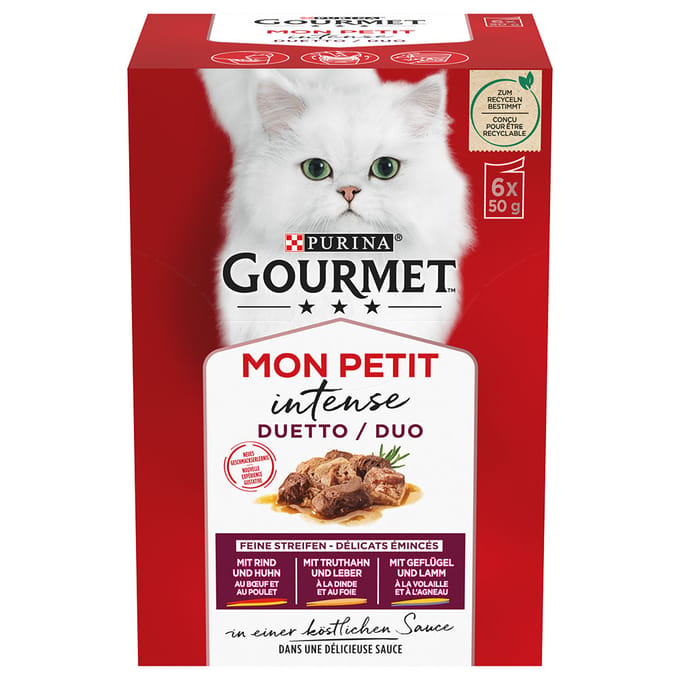 6x50g Mix Vlees Gourmet Mon Petit Kattenvoer