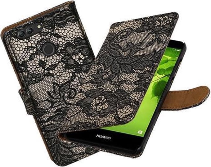 BestCases.nl Huawei nova 2 Plus Lace booktype hoesje Zwart