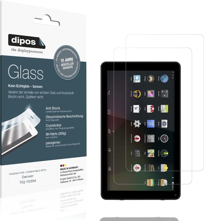 dipos – 2x Pantserfolie geschikt voor Denver TIQ-10394 | 9H Screenprotector