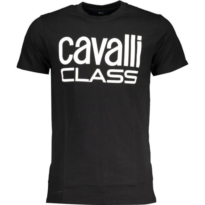Cavalli Class Bold Witte Logo Zwarte T-Shirt