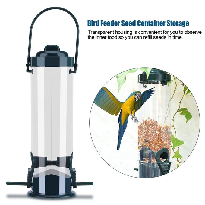 1 stuks Buiten Tuin Plastic Transparant Hangend Wilde Vogel Voederzaad Container Opslag white
