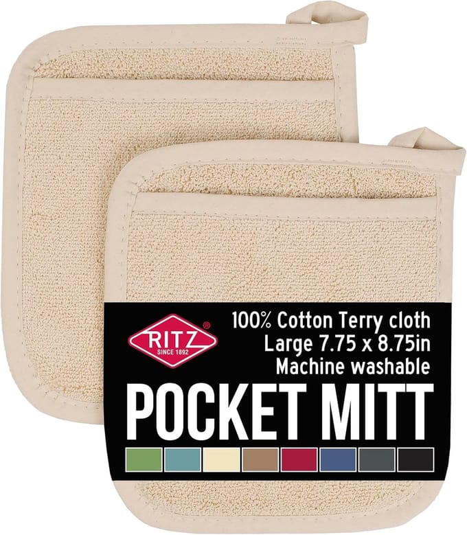 Set van 2 Potholders & Ovenwanten - Hittebestendige Keukenhulpjes van Terrykwaliteit Katoen