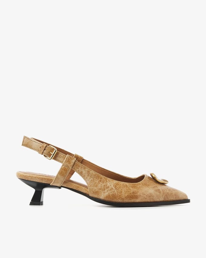 VIA VAI Lea Imani Slingbacks Dames - Leer - Cognac - Maat 41
