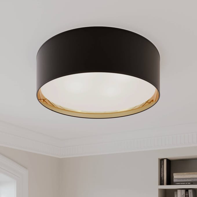 TK Lighting Bilbao plafondlamp, zwart/goud, Ø 60 cm