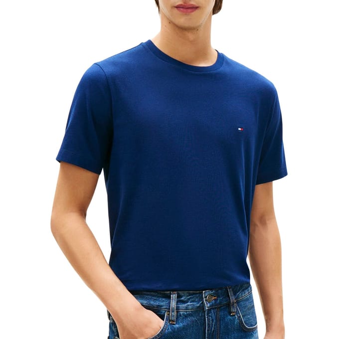 Tommy Hilfiger Flag Embroidery T-shirt Carbon Navy Größe: M | Basic T-Shirts Outlet | Herren | Blau