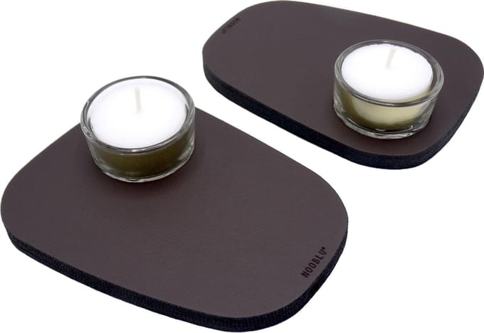 NOOBLU PEBL waxinelichthouder - Chocolate brown - set van 2