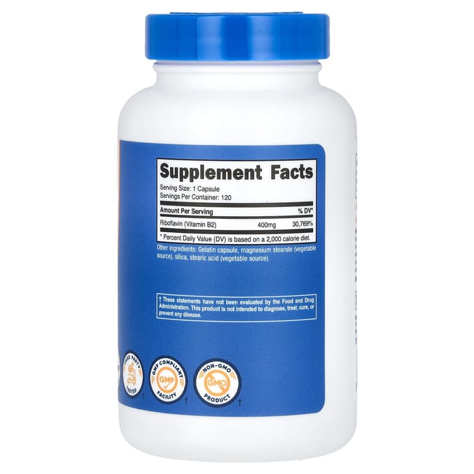 Vitamine B2, 400 mg, 120 Capsules