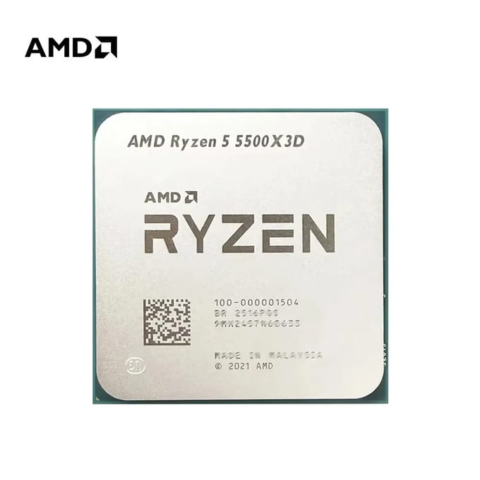 AMD Ryzen 5 5500X3D 6C/12T 4,0GHz CPU-processor AM4 Socket 96MB L3-cache 3D V-Cache Desktopcomputercomponent Geen ventilator