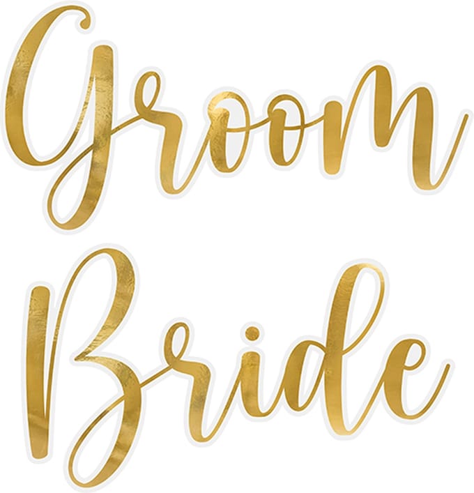 Partydeco - Glas stickers Groom - Bride
