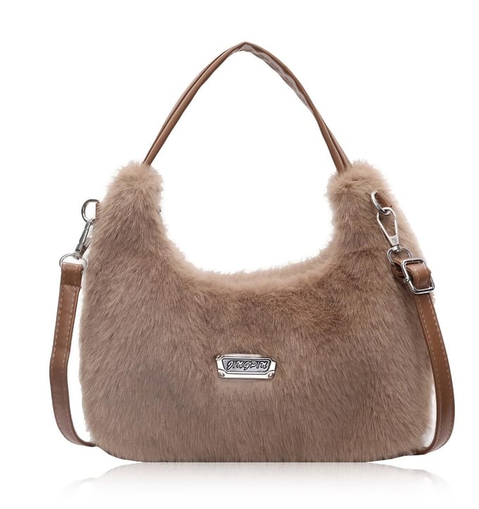 Dailygoods - Pluche Damesschoudertas | Trendy Handtas met Ritssluiting