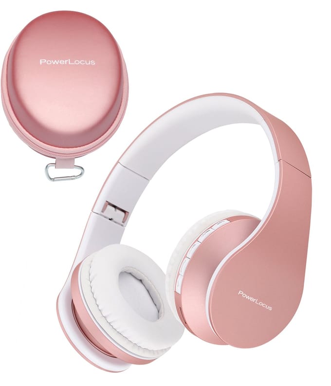 PowerLocus P1 Bluetooth Koptelefoon – Draadloos – Over Ear – Met Microfoon – Inklapbaar - incl. Hoes – Rose Gold