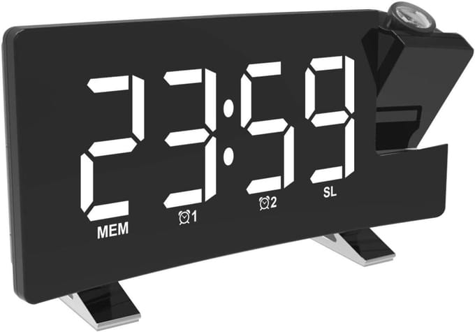 Digitale Wekker met Projectie: Instelbare Helderheid en Dual Alarm