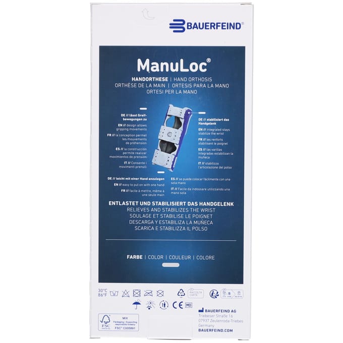 Bauerfeind ManuLoc Polsbrace - 1 - Universeel - Grijs