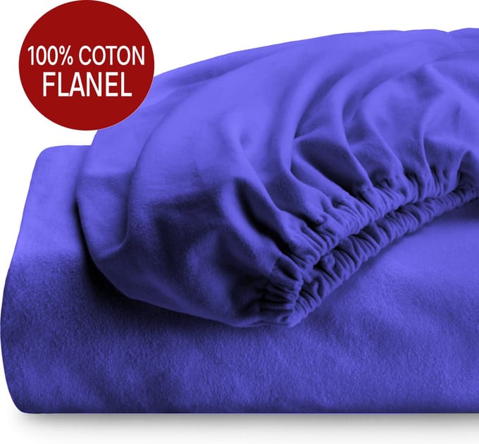 Hoeslaken Flanel 140 x 200 cm Blauw