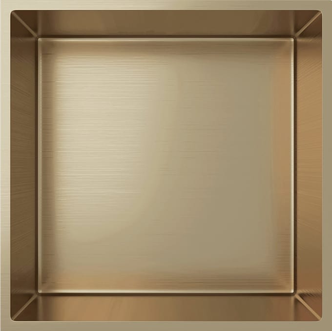 H&F Inbouwnis 30x30x10 cm – Geborsteld Goud – Douchenis – Badkamer Wandnis