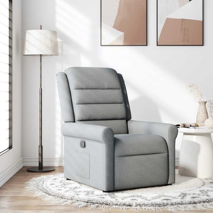vidaXL - Fauteuil - verstelbaar - stof - lichtgrijs