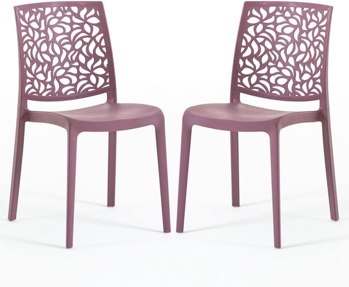 Set van 2 Roze Resin Stoelen met Glasvezel - Duurzaam en Stijlvol