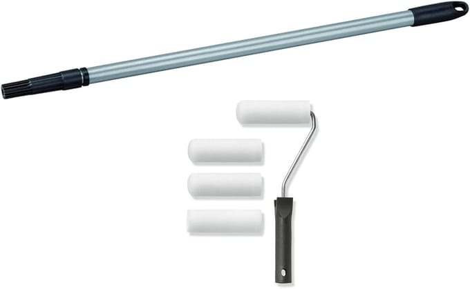 Telescoopstang 80-130 cm voor verfroller inclusief schuimroller-lakset 5-delig