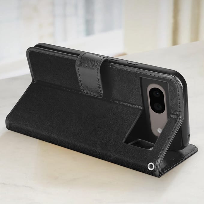 Mayaxess, Foliohoes voor Google Pixel 8A Bescherming met polsband Multifunctionele flap, Zwart