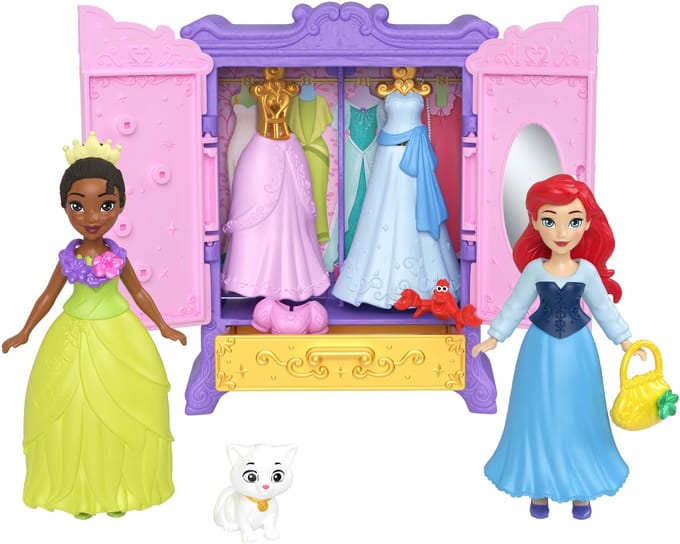 Disney Prinses Koninklijke Kledingkast, Set met 2 Kleine Poppen