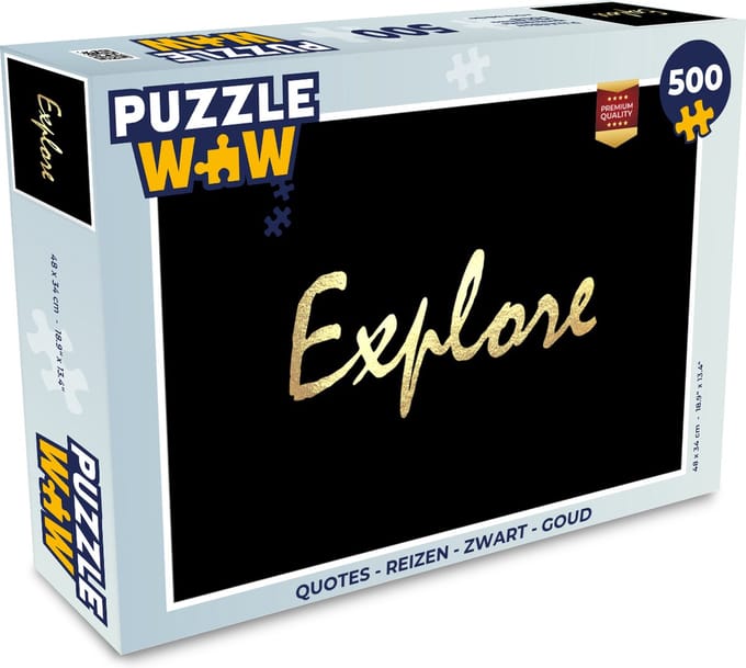 Puzzel Quotes - Reizen - Zwart - Goud - Legpuzzel - Puzzel 500 stukjes