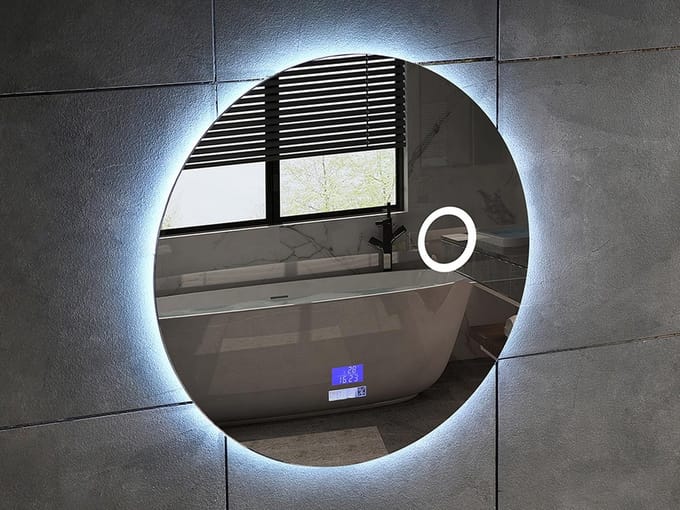 Mawialux LED Spiegel - 100cm - Rond - Verwarming - Digitale Klok - Bluetooth - Mary