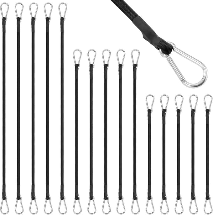 Spanrubbers met Haak - Expander Set - Bagage Beveiligen - 15 Delige Set - 60-120 cm Lengtes - Zwart