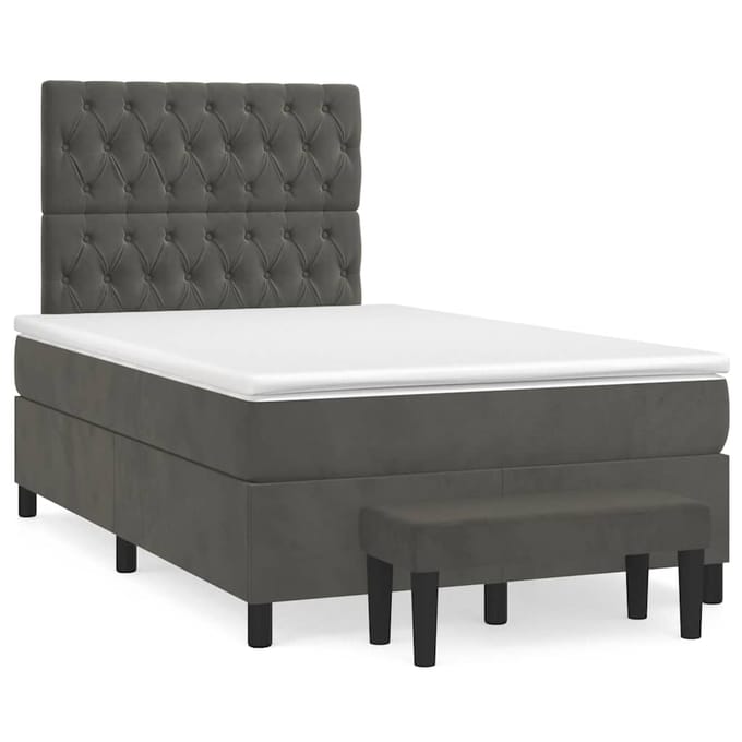 vidaXL - Boxspring - met - matras - fluweel - donkergrijs - 120x190 - cm