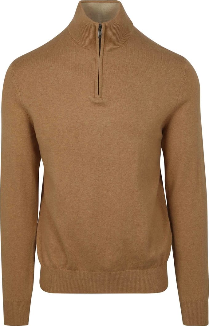 Steppin' Out Half-Zip Trui Cotton Cashmere Camel - Maat M - Heren - Pullovers