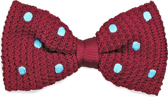 We Love Ties - Strikken - Strik Dotted Dandy - wijnrood / lichtblauw