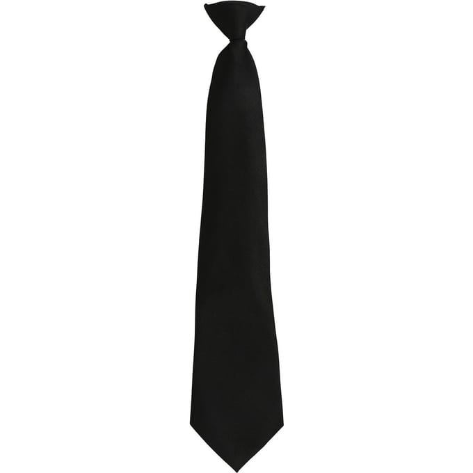 Premier Unisex volwassen kleuren modieuze effen Clip-On stropdas (Zwart)