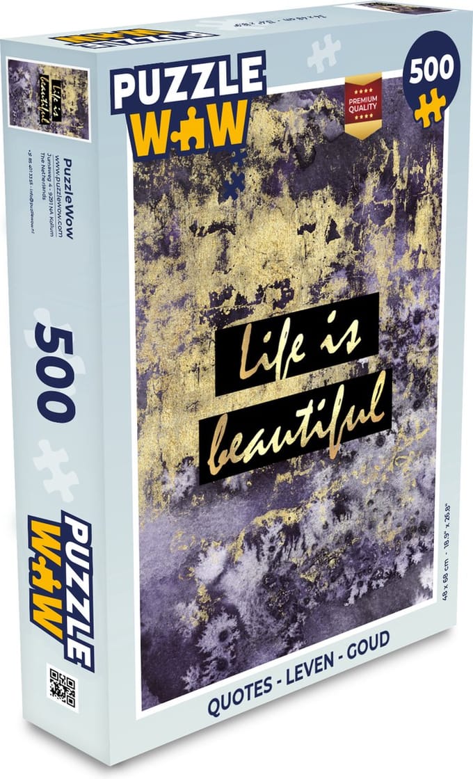Puzzel Quotes - Leven - Goud - Legpuzzel - Puzzel 500 stukjes