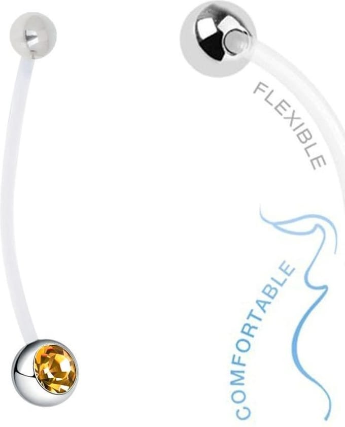 Fako Bijoux® - Zwangerschapspiercing - Kristal - Geel