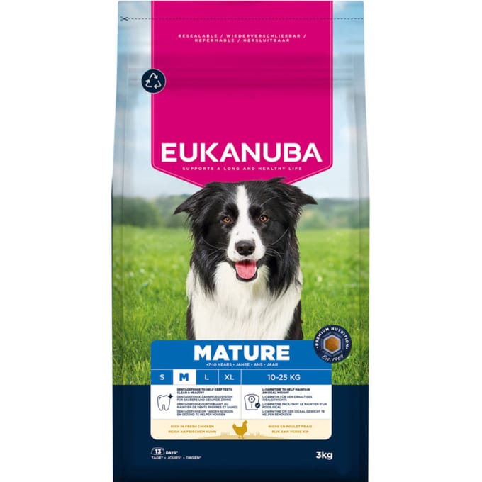 3kg Eukanuba Premium Nutrition Mature Medium Breed Kip Hondenvoer droog