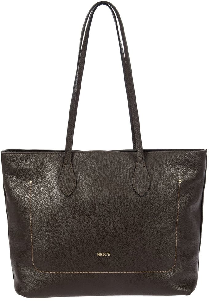 BRIC'S Leren schoudertas Gondola Violetta Shoulderbag Ebony donkerbruin
