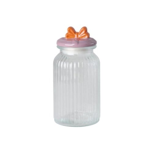 Rice glazen pot met strik, large