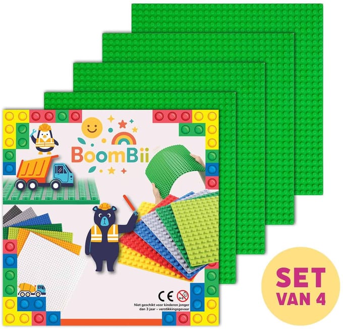 BoomBii bouwplaat groen - geschikt voor LEGO - set van 4 bouwplaten