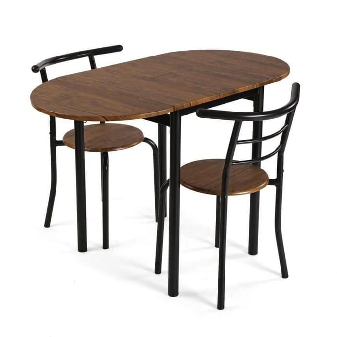 Ensemble table + 2 chaises - Versa - Noir - Métal - PVC - Bois MDF - 55 x 77 x 61 cm