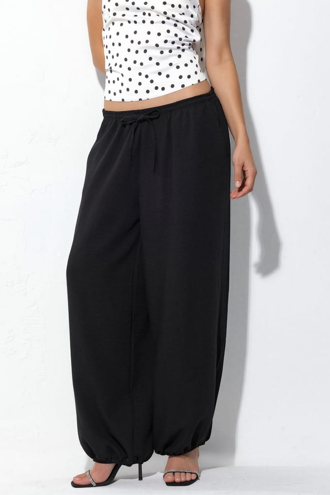 Wijde Woven Broek met Touwsluiting in de Taille