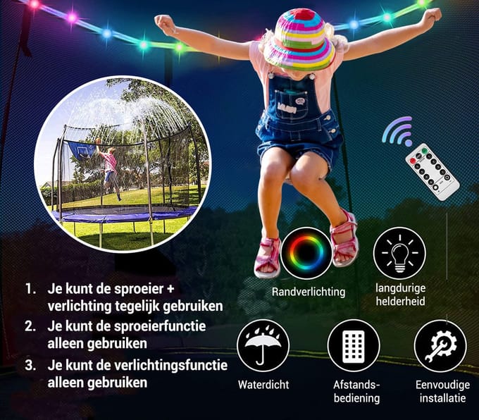 Viking Choice Trampoline Sproeier en Verlichting Set - Ø183cm - Meerkleurig - Kunststof