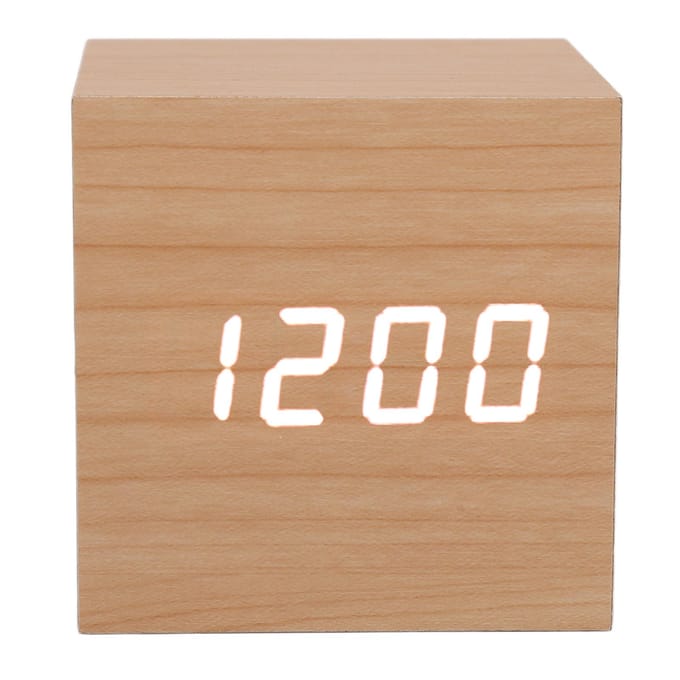 LED Houten Klok Multifunctioneel Groot Display 3 Helderheden Oogbescherming Draagbaar Slimme LED Digitaal beige