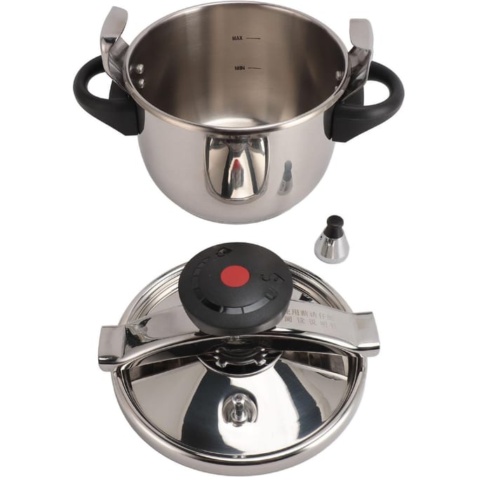 RVS Mini Snelkookpan 3L 55KPA Hogedrukpan Compatibel met Gas Inductie L black