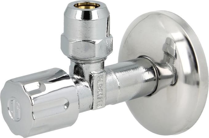 Hoekstopkraan 1/2" x 3/8" (10mm) verchroomd