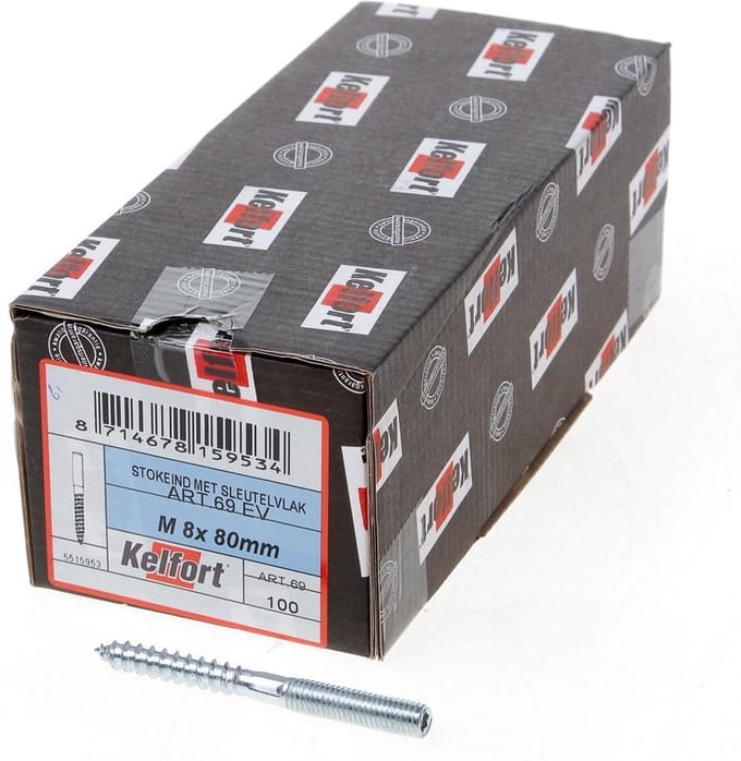 Kelfort Stokeind verzinkt 69 gram M8 x 80mm