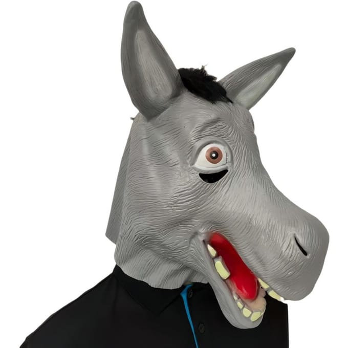 Grappig en geestig ezel latex masker One size fits all adults grijs