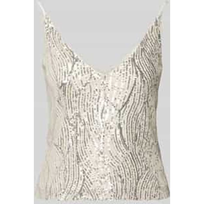 Regular fit top met all-over pailletten